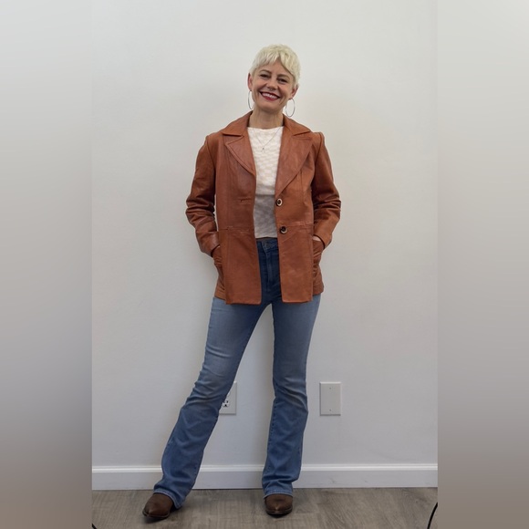 Vintage 90s western leather blazer - Picture 2 of 13